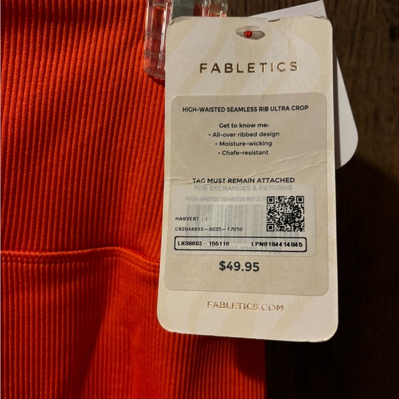 NWT Fabletics High-waisted Seamless Rib Ultra Crop pant in Harvest, size large - Picture 7 of 11